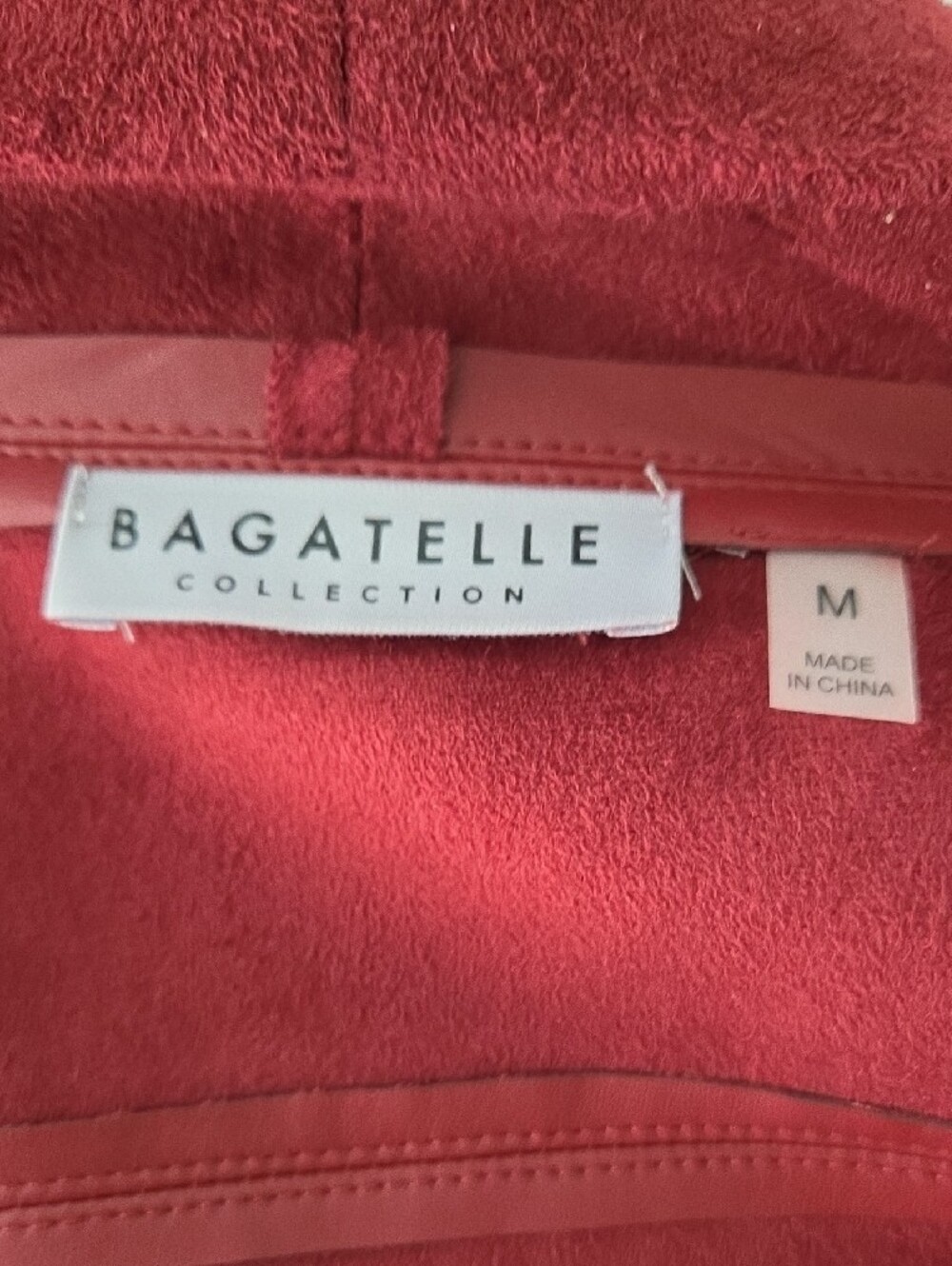 bagatelle Deep Burgundy Faux Leather Waterfall Jacket - Picture 5 of 6